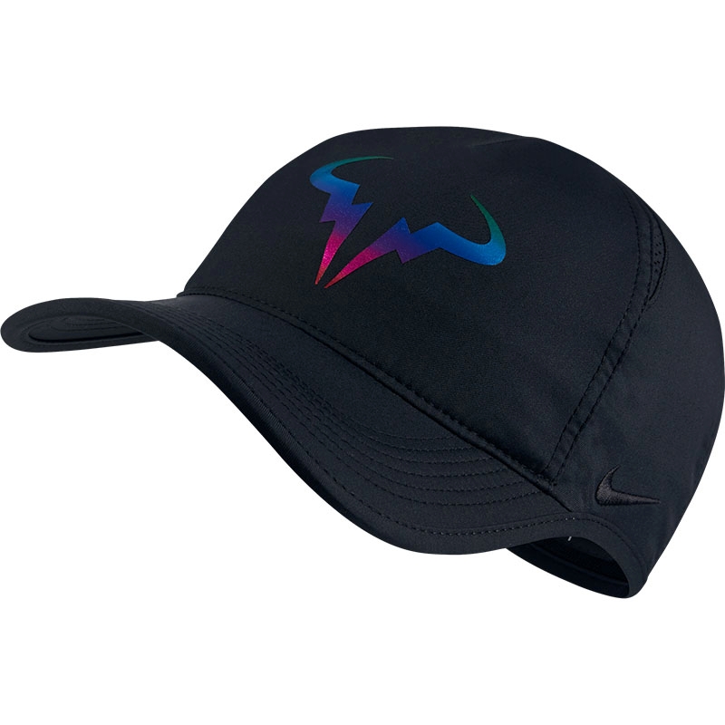 Nike Rafa Iridescent Featherlight Men's Tennis Hat Black/rainbowfoil
