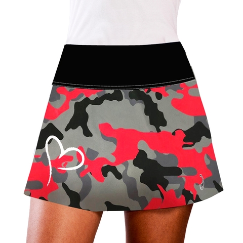 LacoaSports Red Camo Women's Tennis Skirt Red/grey