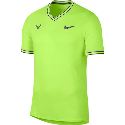 Nike Aeroreact Rafa Jacquard Men's Tennis Top Volt/lightcarbon