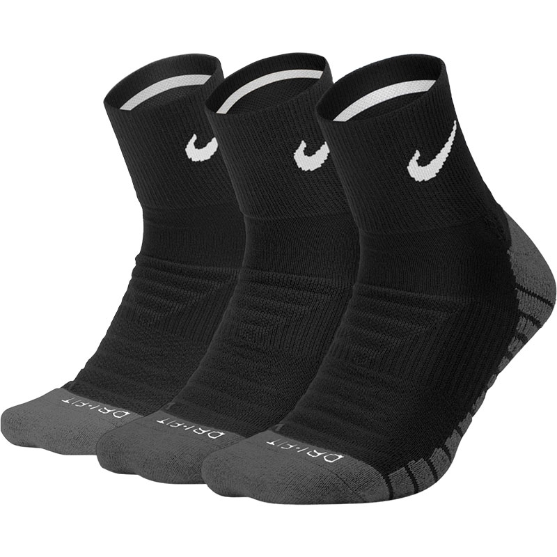 Nike 3 Pack Max Cushion Ankle Tennis Socks Black/white