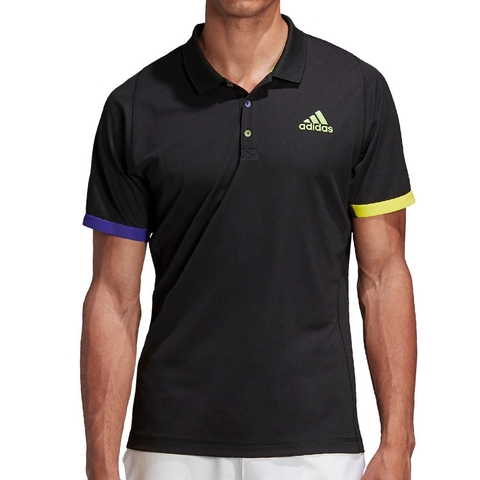Adidas Edberg Men's Tennis Polo Black/solargreen