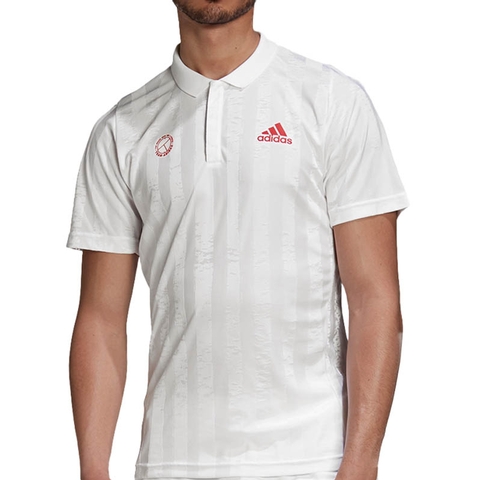 Adidas Freelift Men's Tennis Polo White/scarlet