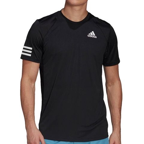 Adidas Club 3 Stripes Men's Tennis Tee Black/white