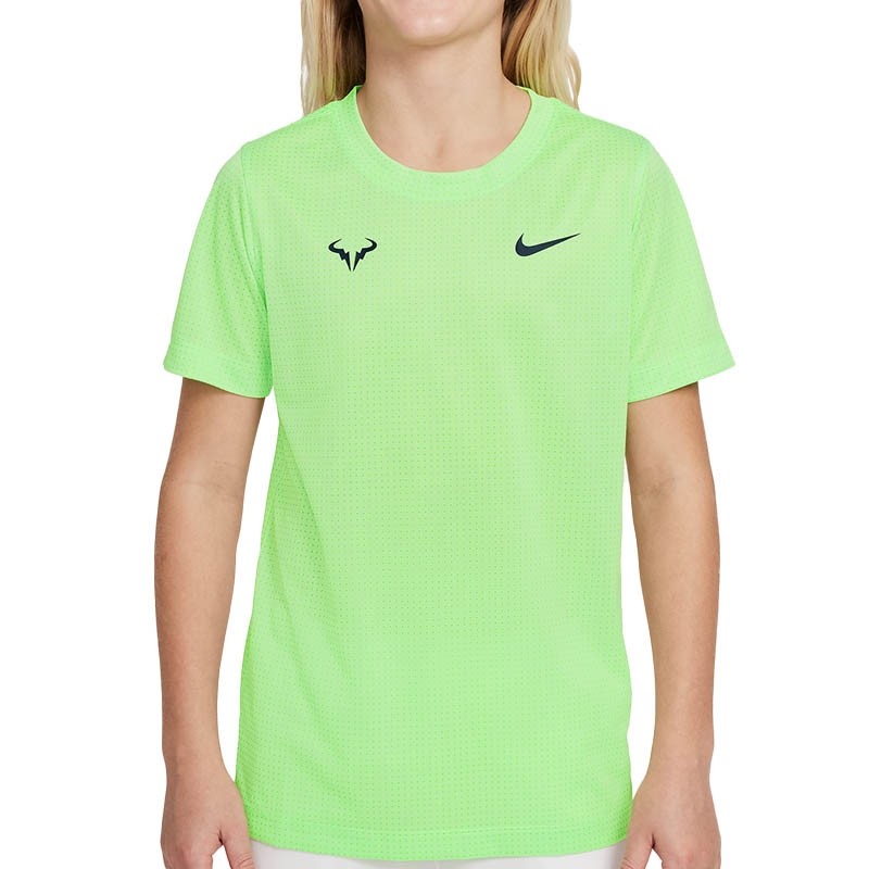 Nike Court Dri-Fit Rafa Boys' Tennis Tee Limeglow/obsidian