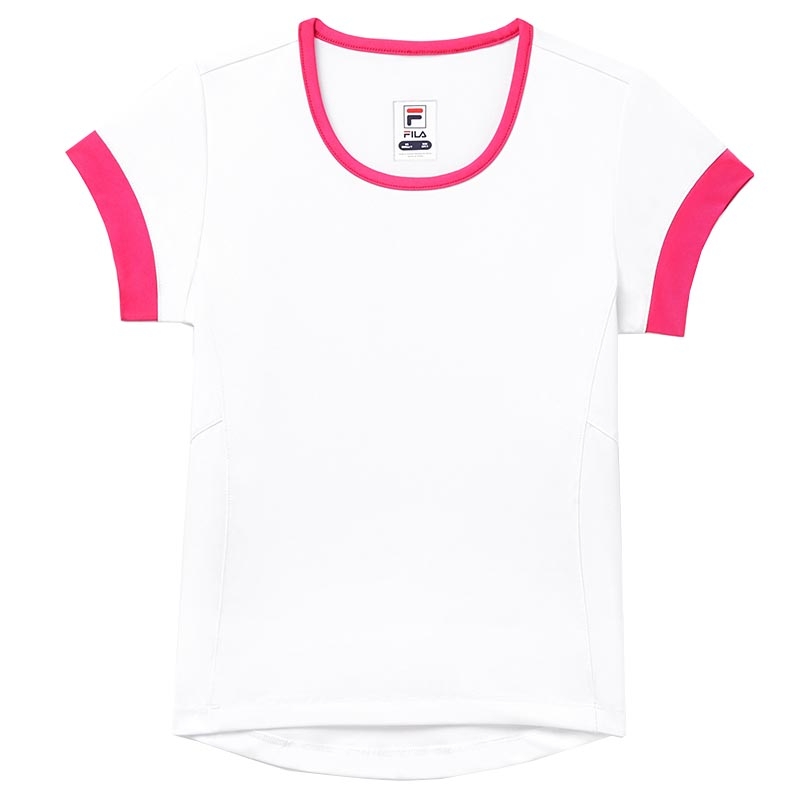 Fila Short Sleeve Girls' Tennis Top White/pink