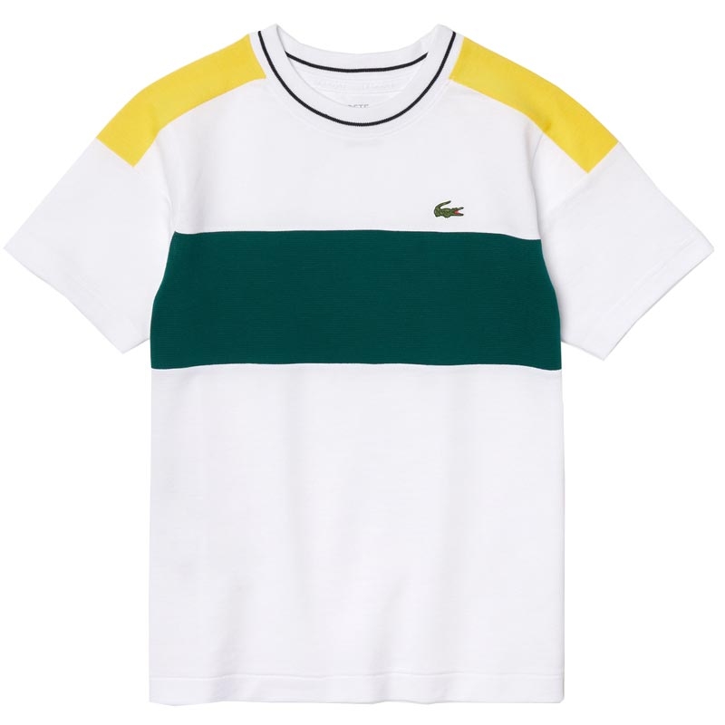 Lacoste Colorblock Boys' Tennis Tee White/green/yellow