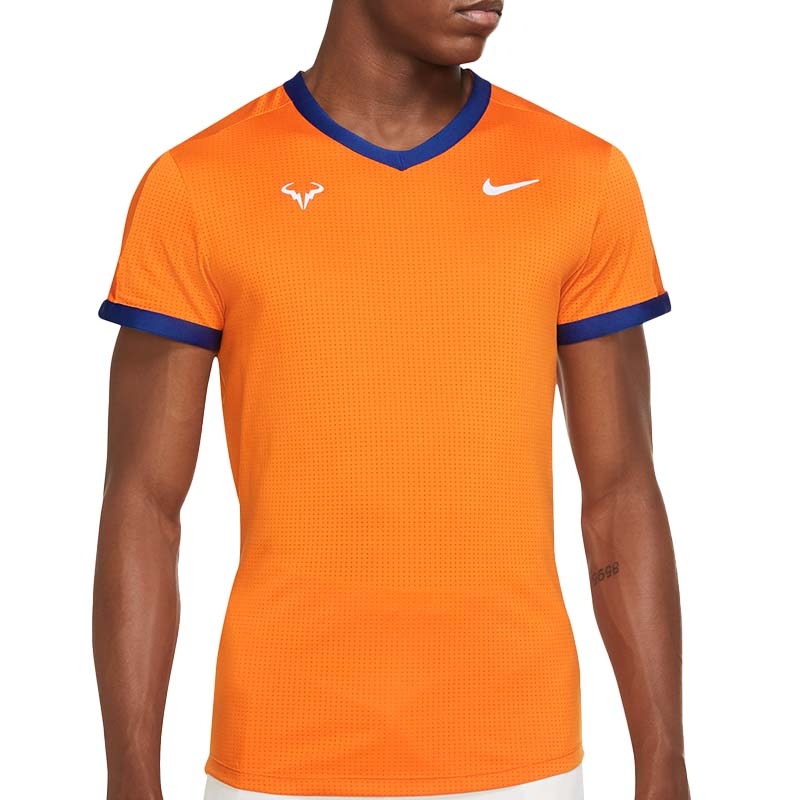 Nike Aeroreact Rafa Slam Men's Tennis Top Orange/royalblue