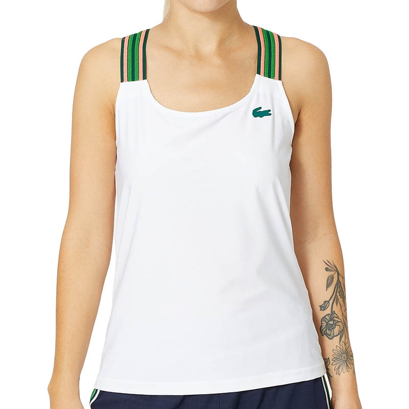 Lacoste Semi Fancy Strap Women's Tennis Tank White/green