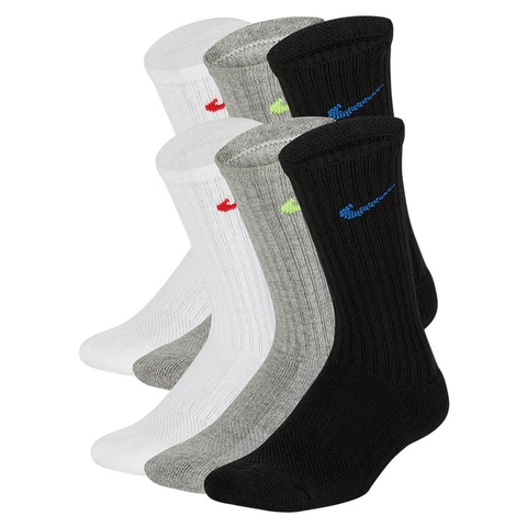 Nike 6 Pack Crew Boys' Tennis Socks Black/grey/white