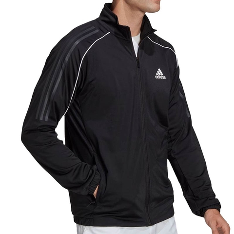Adidas 3 Stripe Knit Men's Tennis Jacket Black/white