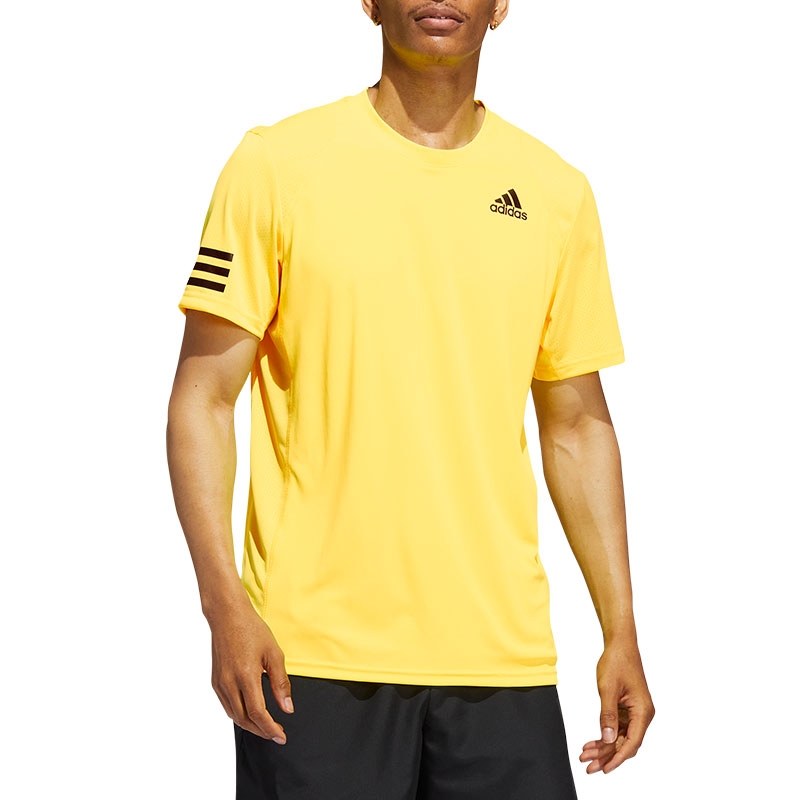 Adidas Club 3 Stripes Men's Tennis Tee Yellow
