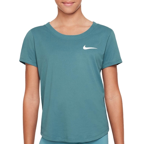 Nike Dri-fit Girls' Tennis Top Teal/white