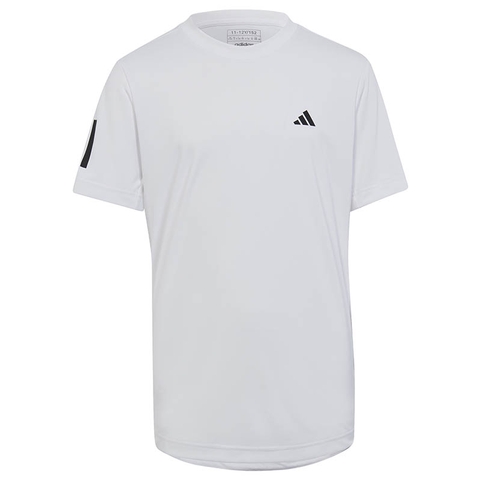 Adidas Club 3-Stripe Boys' Tennis Tee White