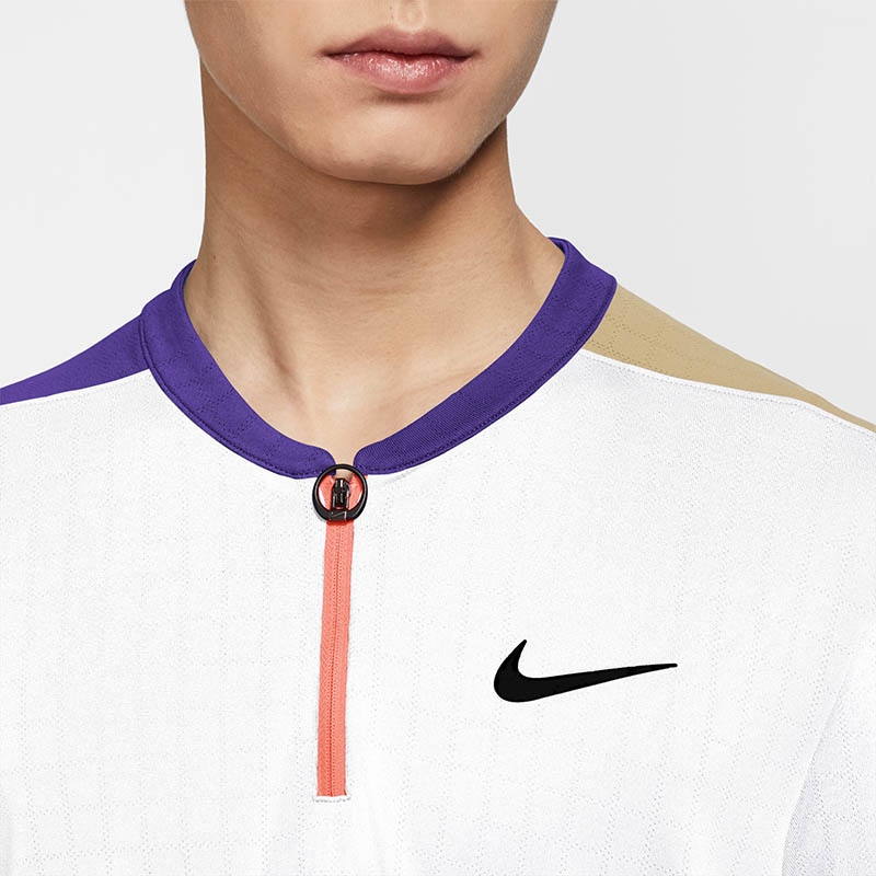 Nike Court Breathe Slam Men's Tennis Polo White/beige/purple