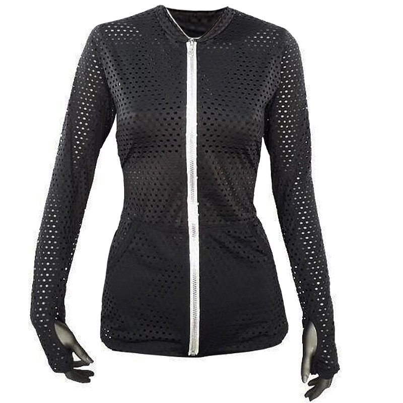 LacoaSports Modern Black Mesh Women's Tennis Jacket Black