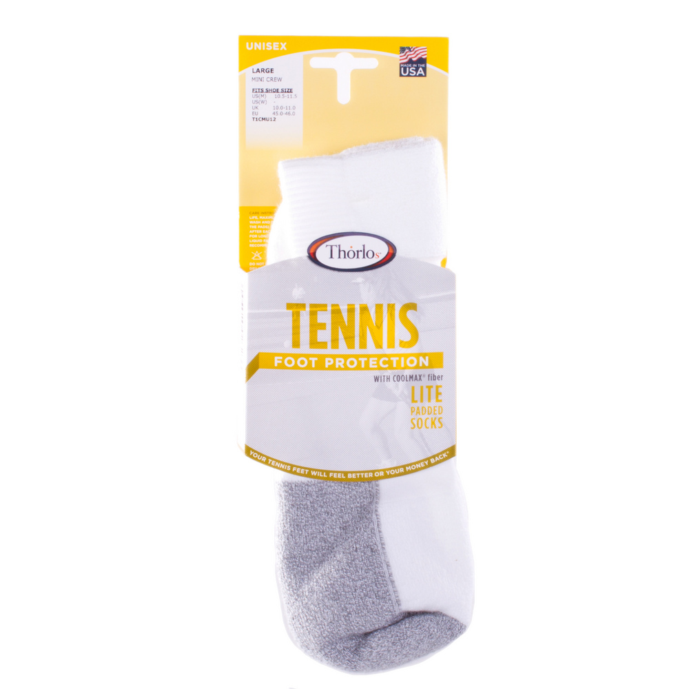 Thorlo Mini Crew Lite Tennis Socks - Large White