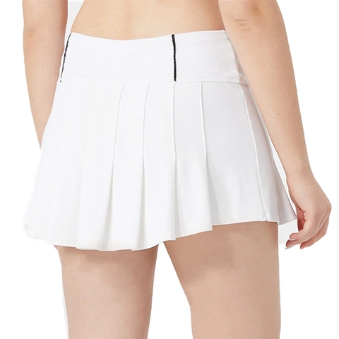 Lucky In Love Long Wave Pique Pleated Women's Tennis Skirt White