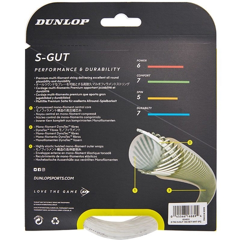 Dunlop Synthetic Gut 16 Tennis String Set - White White