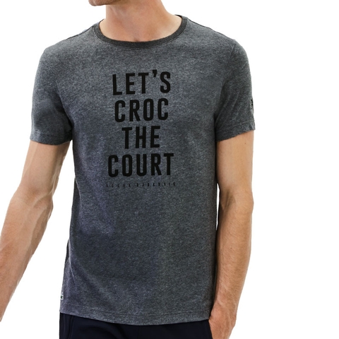 Lacoste Croc Court Graphic Men's Tennis Tee Grey/black